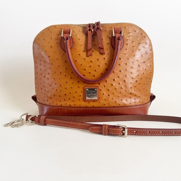 Dooney & Bourke Ostrich Zip Zip Satchel Bag Shoulder Crossbody Leather Old Money - Picture 1 of 16